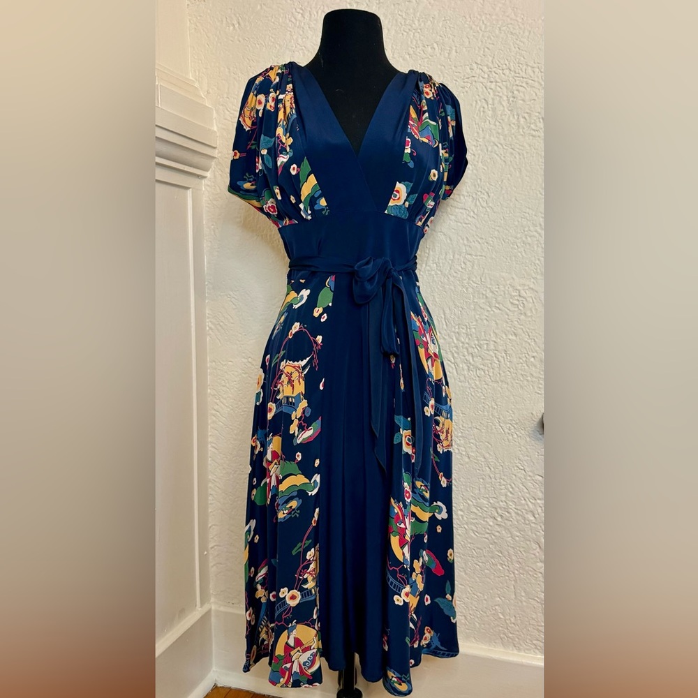 Trashy Diva Obi4 Obi dress size S in Blue Geisha print